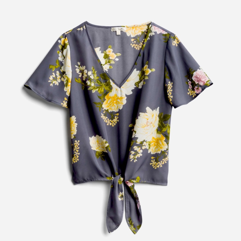 NINE BRITTON Arella Tie Front Blouse